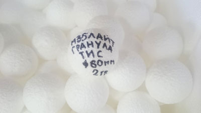 Гранула пенопласта "ТИС" М35 Лайт пенопластовые шарики диаметром 60 мм  вес шара  2 грамма объем 0,00011 м.куб.